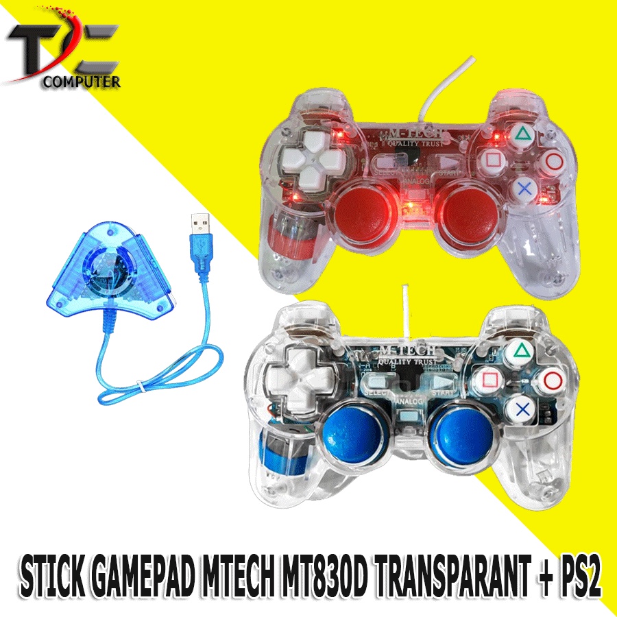 Stick PS PC Laptop Gamepad Single USB M-TECH MT-830S Lampu Joystick