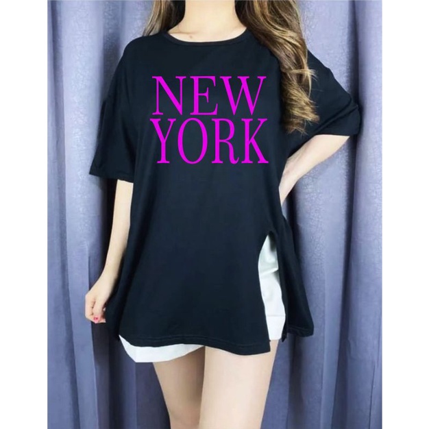 KAOS OVERSIZE SLIT  OVERSIZE WANITA NEW YORK