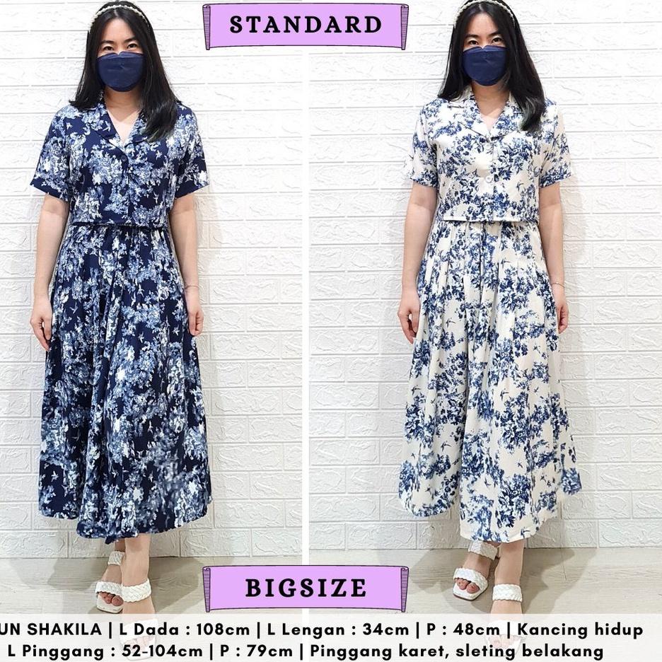 ➸ 4568 SANUARI FLORAL BUTTON LONG SKIRT SET ROK JUMBO BIGSIZE ❂