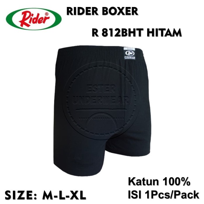 Terlaris Rider Premium Boxer Man R 812Bht Hitam Isi 1 Pcs