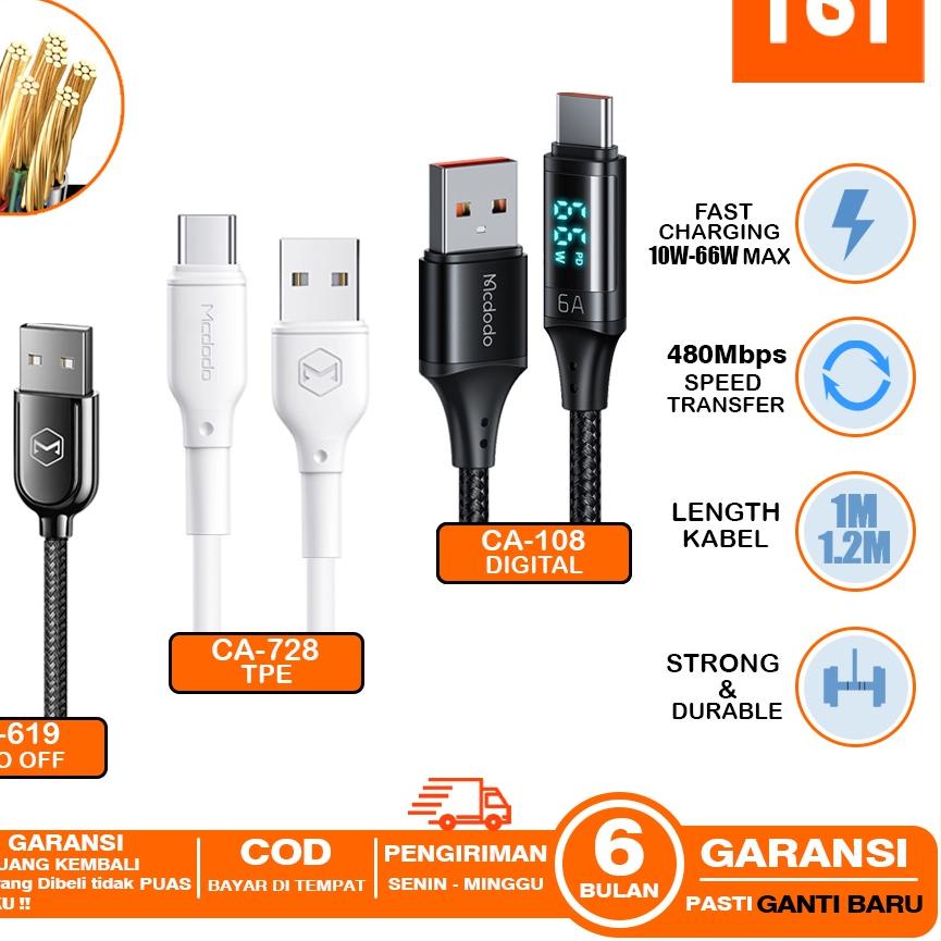 Original Kabel Data USB Type C 20CM 1M 2M 3M FAST Charging 10w 15w 18w 33w-65w MCDODO CA-7280 CA-108