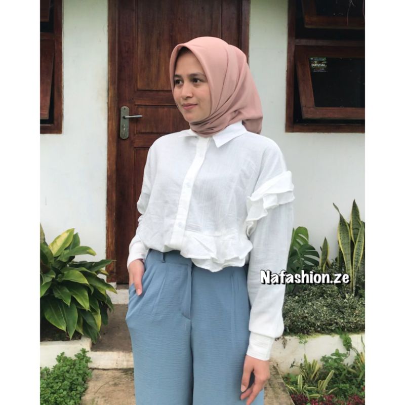 Louisha Linen Crinkle / Kemeja Oversize Linen Crinkle premium / Kemeja kerja simple