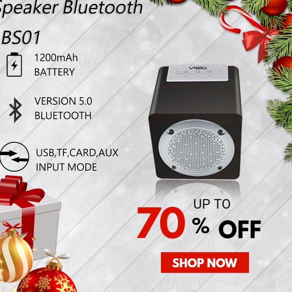 ► [✅Bisa COD] Visio BS01  1200 mah Mini bluetooth 5.0 speaker wireless portable stereo speaker kotak