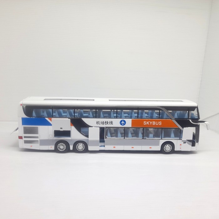 Diecast Miniatur Bus Double Decker Sky Bus Keren Bus Tingkat Besi 1:32 - Putih