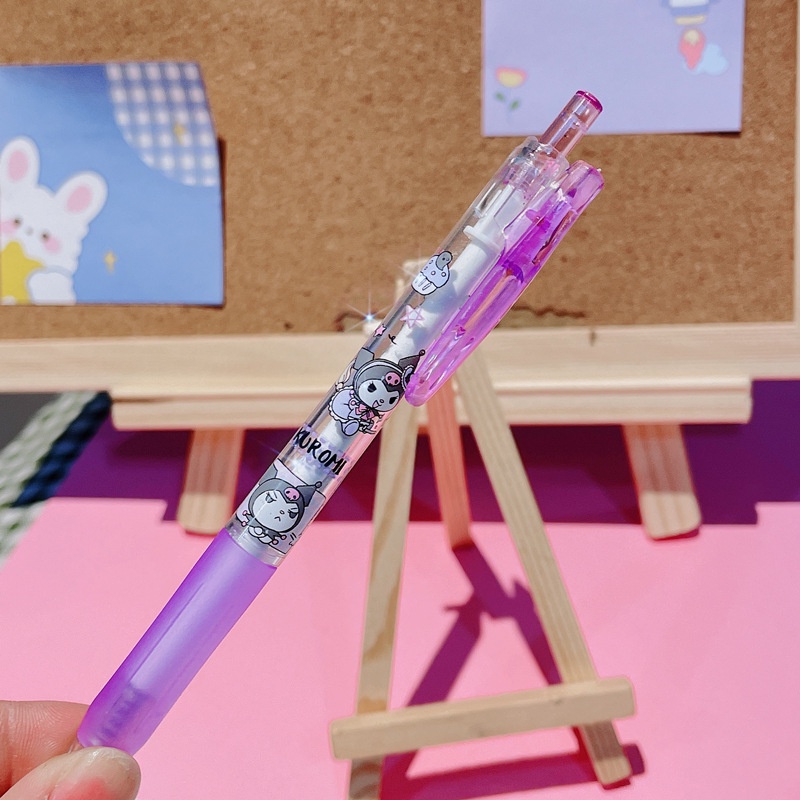 [Warna Random] 1pc Kawaii 0.5mm Kartun Bening Anime Print Gel Pen Press Tulisan Handle Pen Siswa Sekolah Kantor Perlengkapan Alat Tulis