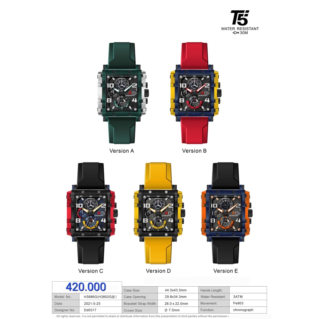 Jam Tangan Pria T5 H 3886 T5 H3886 Original Chronograph Free Box Tin