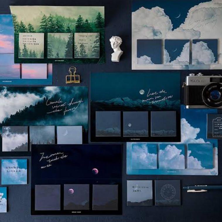 

U87 Sticky Notes 3 IN 1 Sky Sakura Memo Lucu DIY Scrapbook BARU SPESIAL ㅙ