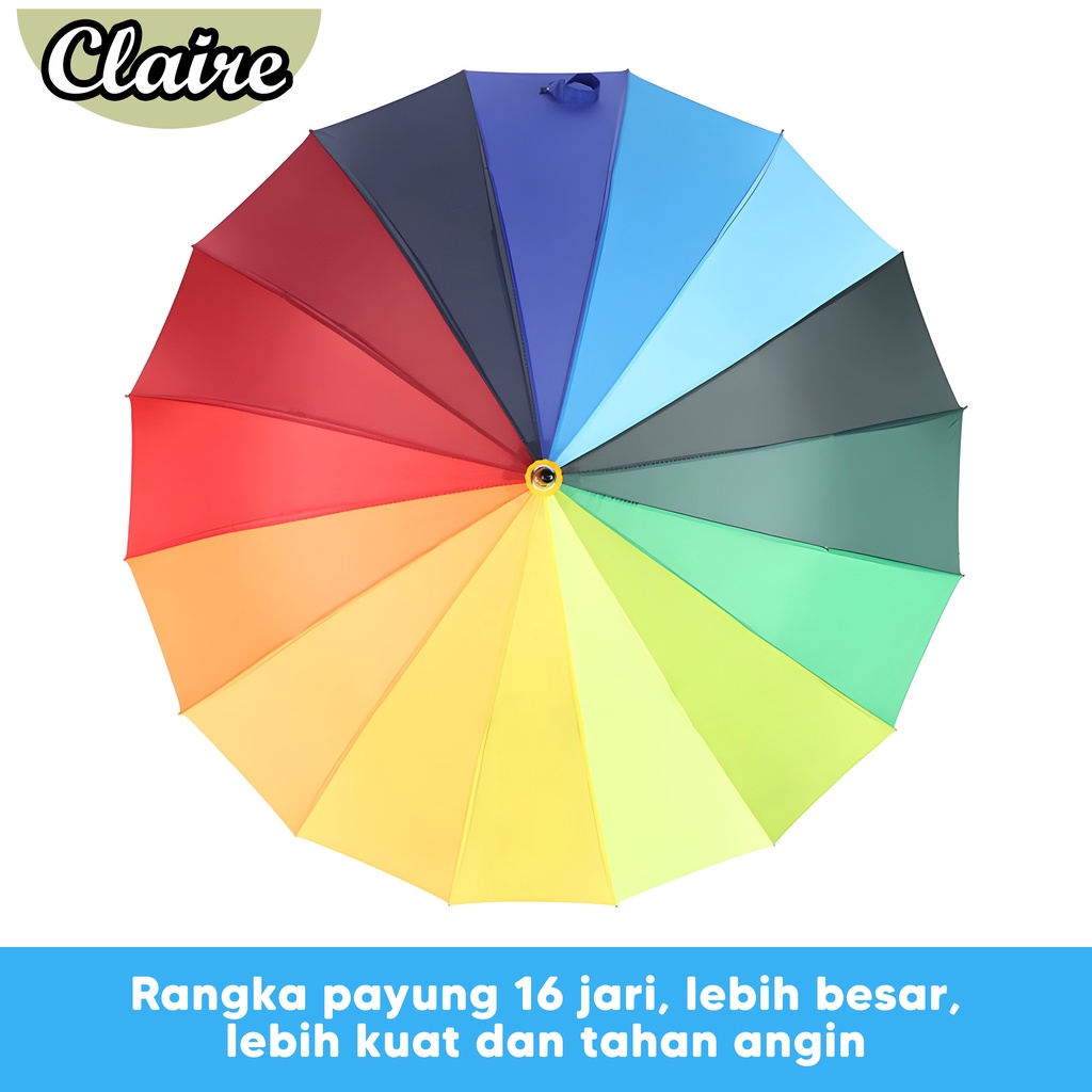 Payung Pelangi 16 Jari Rainbow Umbrella Jumbo / Payung Warna