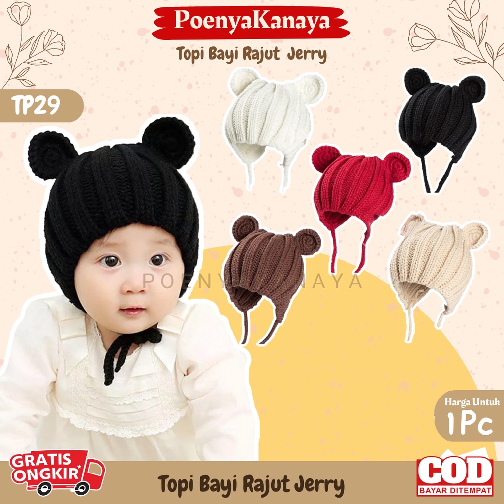 Topi Kupluk Bayi Rajut JERRY Baby Boy Girl Rajut Lucu TP29