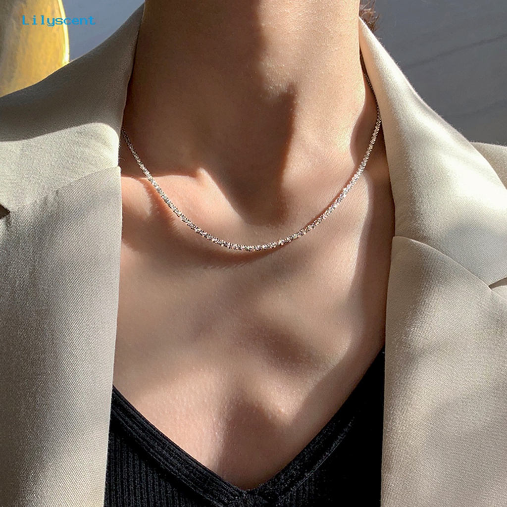 [LS] Wanita Kalung Cahaya Mewah Geometris Adjustable Ekstensi Rantai Anti Luntur Dekorasi Hadiah Ulang Tahun Berkilau Klavikula Rantai Choker Kalung Perhiasan Halus Untuk Pacaran