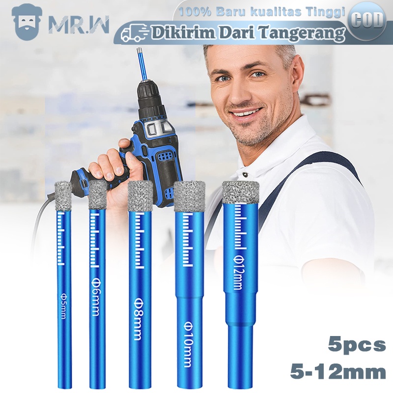 5pcs Hole Saw Kaca Mata Bor Keramik Tahan Lama Mata Bor Holesaw Kaca Mata Bor Lapis Berlian