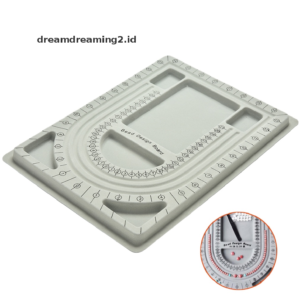 (dream) Flocked Bead Board String Alat Kerajinan Manik-Manik Desain Perhiasan Organiser Tray 3C.