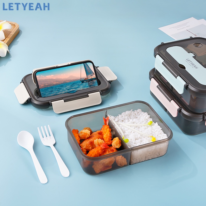 letyeah 1100ml Kotak bekal lunch box bento/tempat makan anak/kotak makan anti tumpah/BPA free