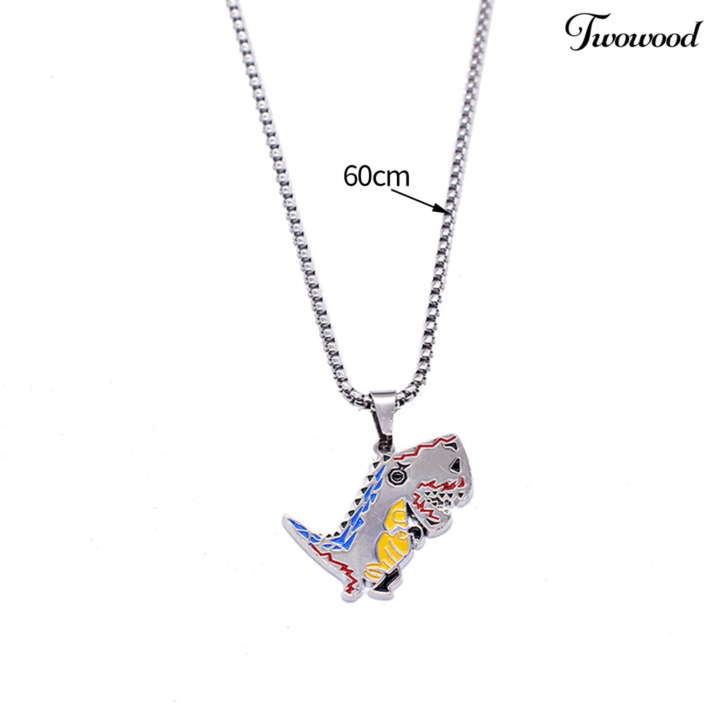 Twowood Sweater Kalung Geometris Hewan Liontin Electroplating Anti-Karat Leher Ornamen Tahan Luntur Punk Lucu Dinosaurus Rantai Kalung Perhiasan Aksesori