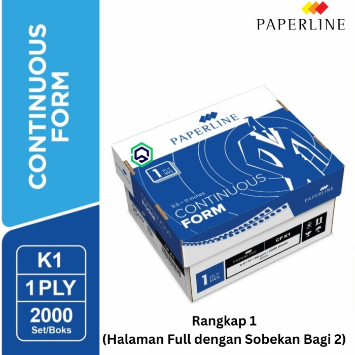 

Continuous Form Kertas Komputer 9.5 x11 1 ply CF K1 PRS Paperline