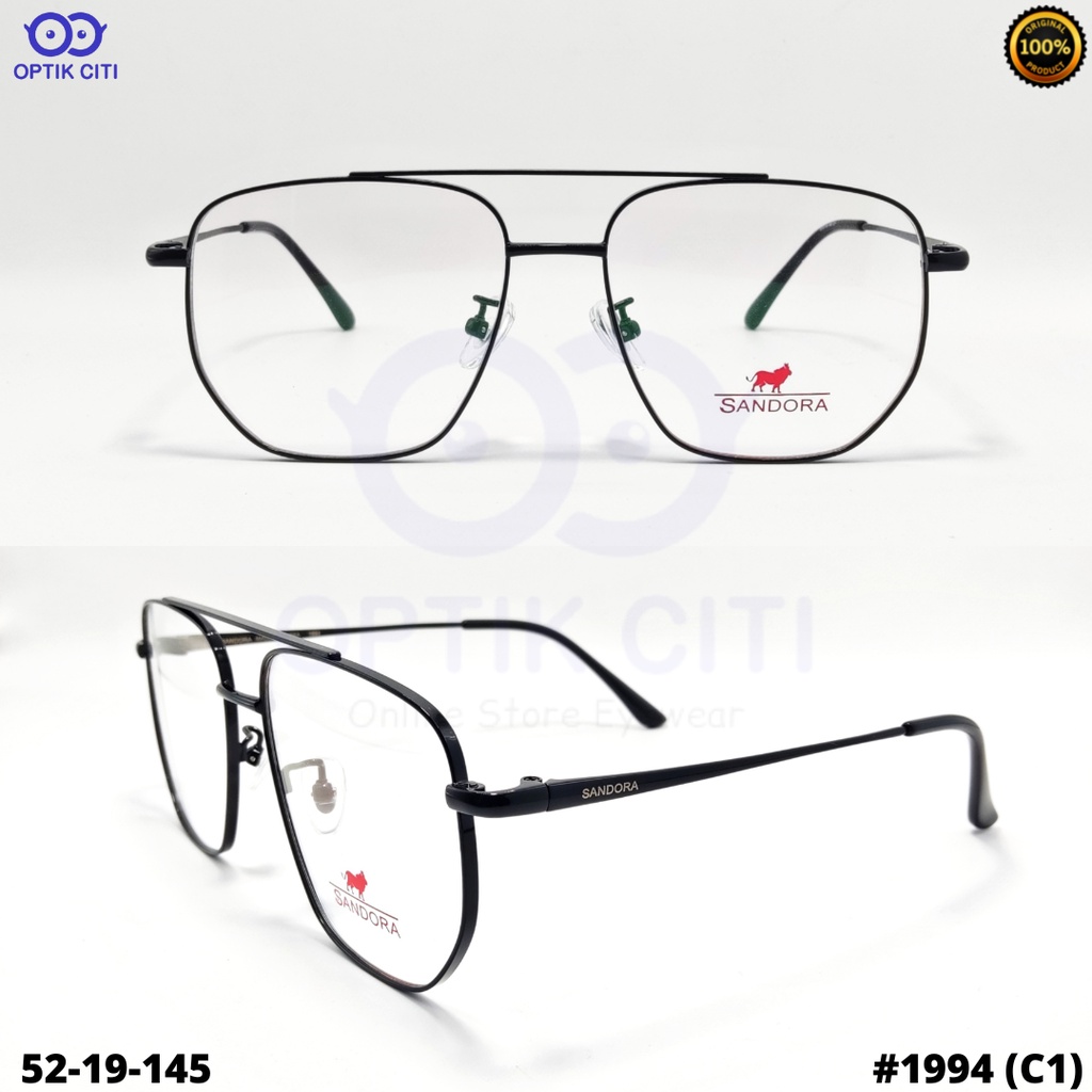 Frame Kacamata Pria Titanium Sandora 1994 Aviator Original