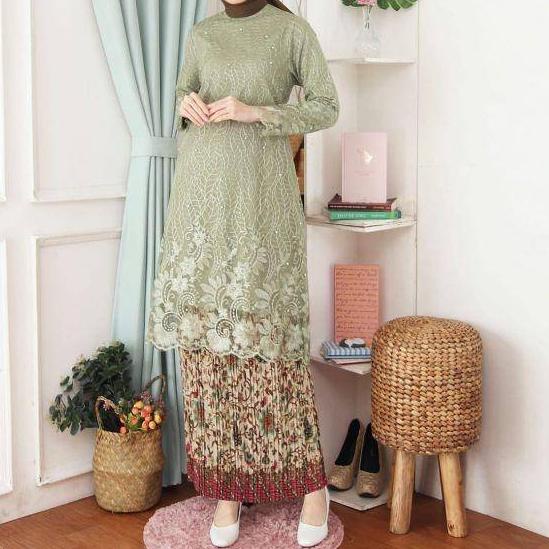 ✦ ( REALPICT ) Kebaya Tunik Tulle Bordir - Kebaya Novie Kebaya - Kebaya Modren - Set Kebaya Brukat ✻
