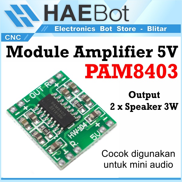 [HAEBOT] Module Mini Amplifier 2 Channel 3 Watt 3W 5V PAM8403 Pengeras Suara Speaker Sound Musix Box