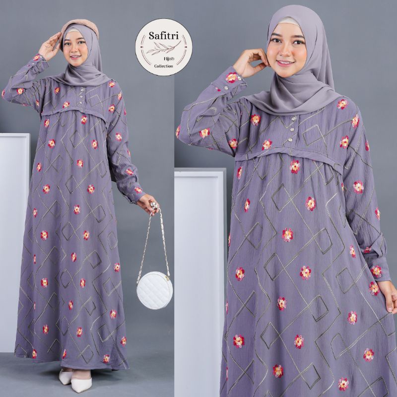 Gamis Crinkle Embroidery by Safitri Fashion