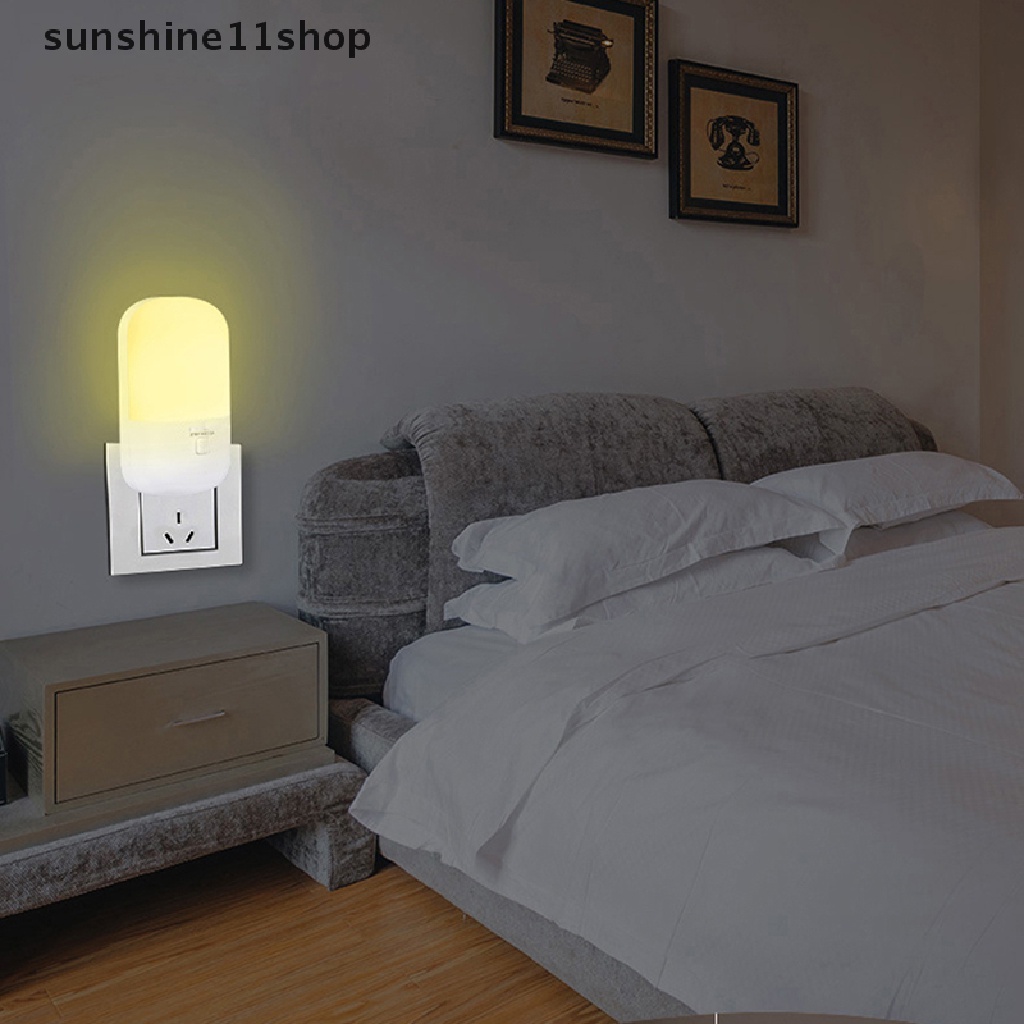 Sho Lampu Malam LED EU/US Plug-in Switch Lamp Nightlight Lampu Samping Tempat Tidur Hemat Energi N