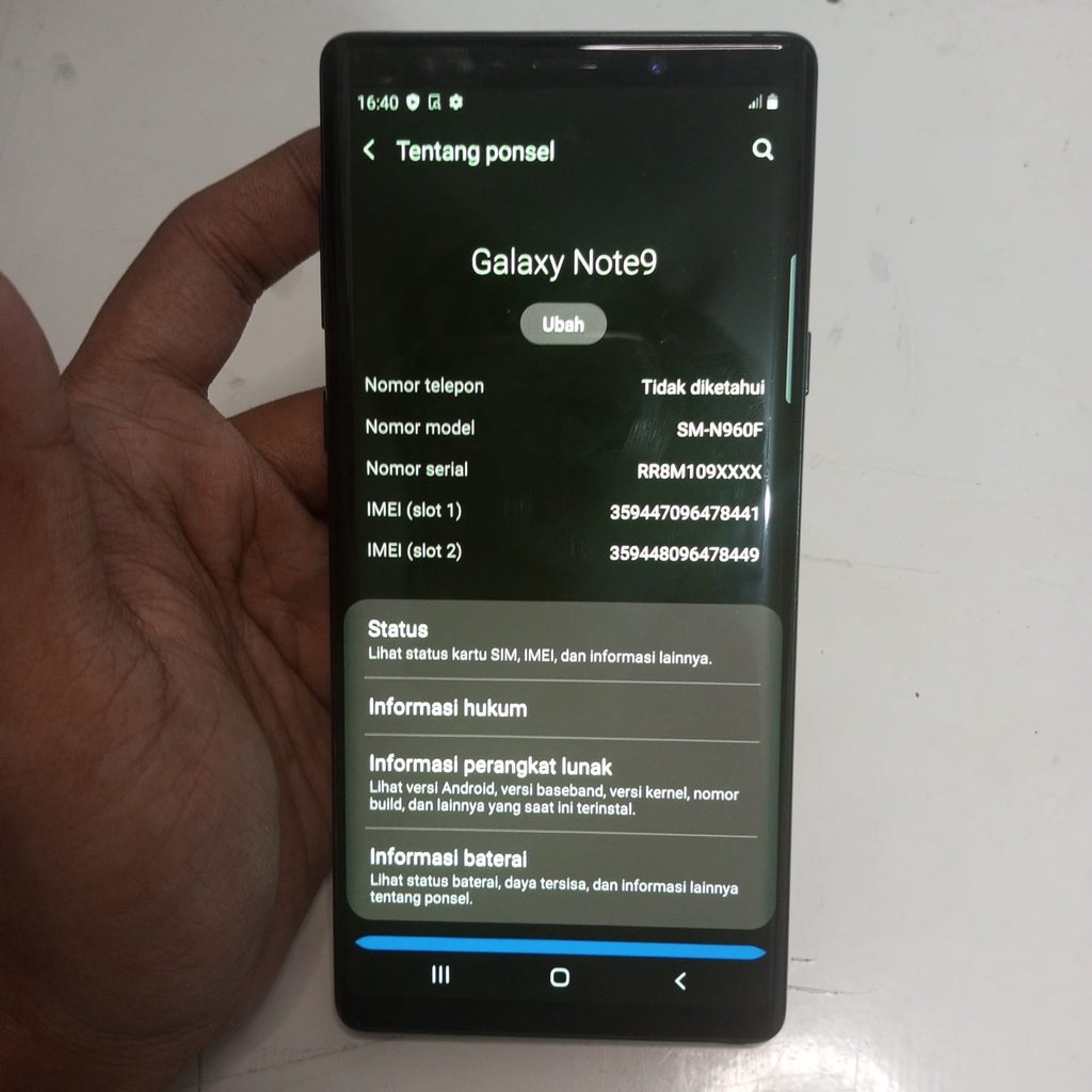 HP Second Samsung Note 9 Ram 6/128