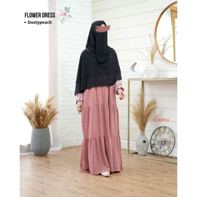 Flower Dress Gamis & Bergo Jilbab Tali by Syamila