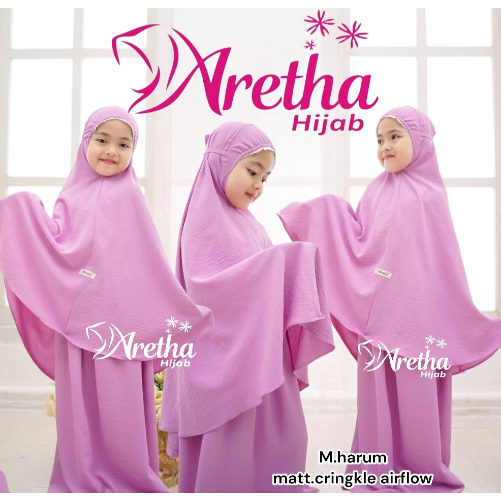 MUKENA ANAK CRINKLE HARUM / MUKENA HARUM / MUKENA CRINGKLE CRINGKEL ORI ARETHA HIJAB