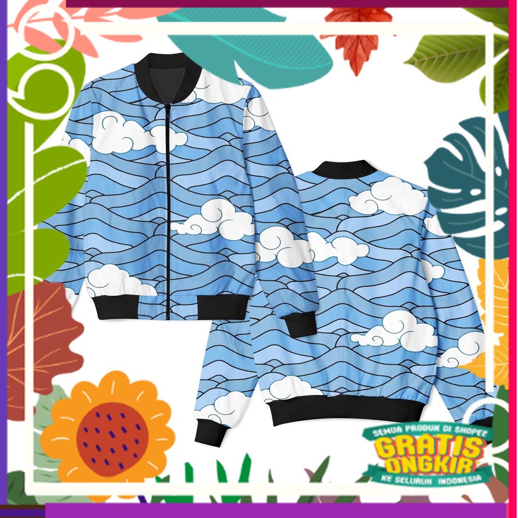 JAKET  BOMBER ANIME SAKONJI UROKODAKI DEMON SLAYER / white light