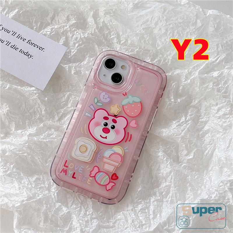 Untuk Realme C53 C11 9I 7I 6i 5 5i 5s C55 C30 C35 C25s C12 C11 2020 C33 C21Y C15 C25Y C25 C20 C3 C20A C2 Kirby Cherry Candy Kartun Strawberry Bear Manyo Airbag Shockproof Soft Case