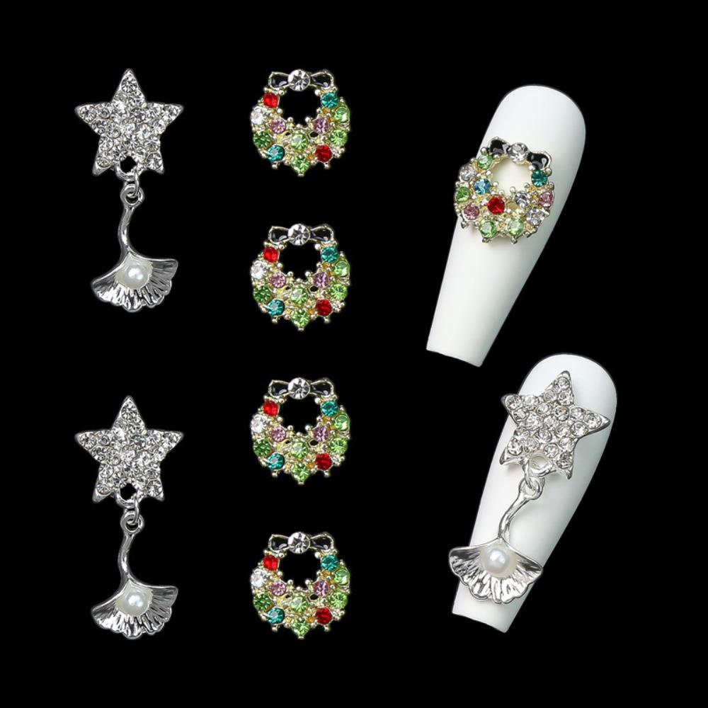 AUGUSTINA Agustina Bunga Dekorasi Kuku Pesona Kuku Jepang Nail Art Bintang Nail Rhinestones Manicure Aksesoris Stars Pendant 3D Nail Art Drills