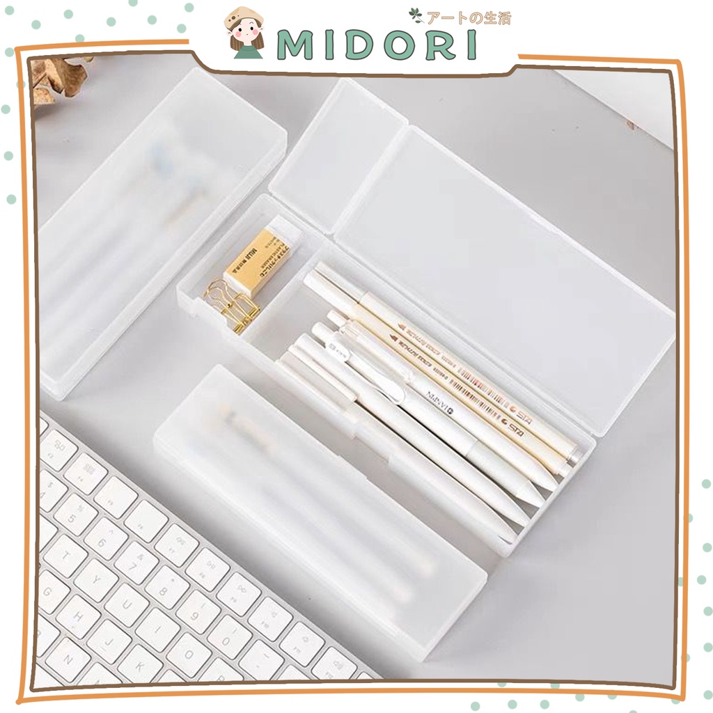 

[MILOLI] Kotak Pensil Transparant Matte Dove Multifungsi Pencil Case Aesthetic - F0187