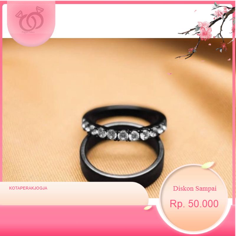 cincin nikah couple rustik hitam cincin perak hitam rhodium - By KotaperakJogja