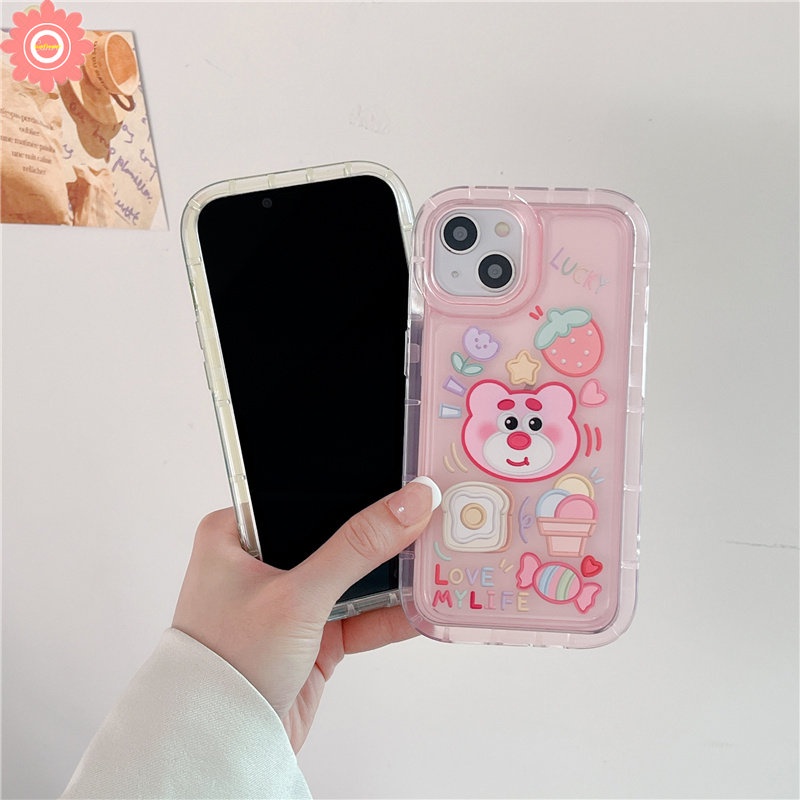 Casing Realme C55 C30 7i C17 C30SC15 C12 C21Y C25 C11 2020 C25s C35 Realme C33 C25Y 6i 5i 5s C3 C11 2021 5c20 Strawberry Bear Manyo Kartun Kirby Cherry Candy Airbag Soft Cover