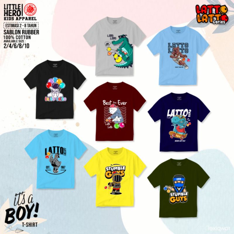 2-8 Tahun Kaos Anak Lato Lato Series by LITTLE HERO | Kaos Anak Motif Lato Lato VIRAL