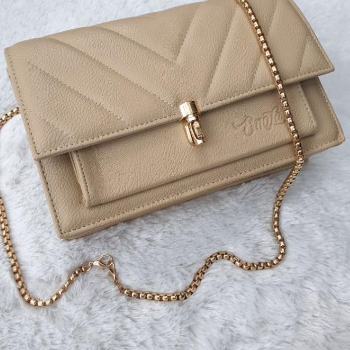KAL497 Enola Slingbag Rantai Embose Tas Selempang Wanita Tali Rantai Ulir Emas Original 7083 []