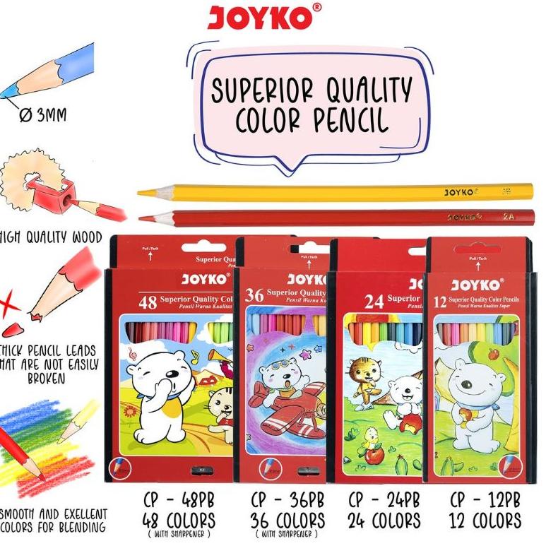 

A39 PENSIL WARNA JOYKO 24 WARNA Pensil Warna Joyko Superior Quality Color Pencils Hexagonal Grip PB BELANJA MURMER ⌅