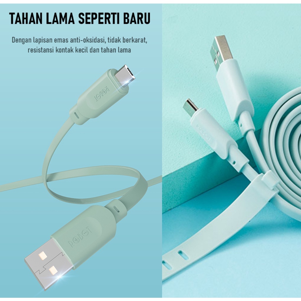 (30 Pc) Kabel Data Micro Robot RT-AM100 Fast Charging 2,4A Bahan PVC Free Kaleng