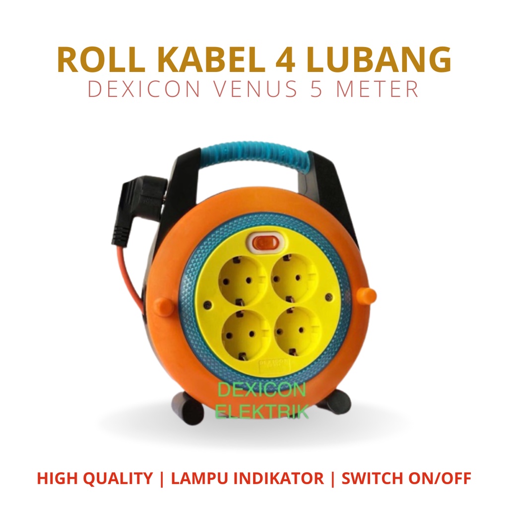 KABEL ROLL 4 LUBANG 5 METER DEXICON VENUS BOX KABEL ROLL KABEL 5 METER