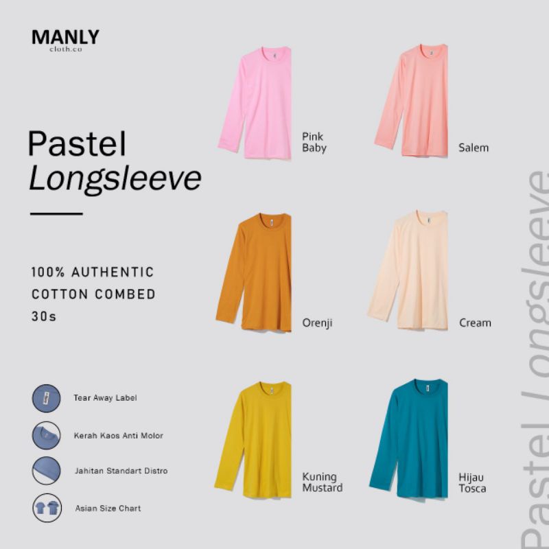 Pastel Series Kaos Polos Lengan Panjang Premium Combed 30s