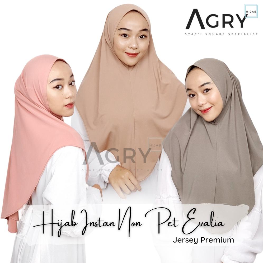 Diskon Hari Ini [Bonus Emas] ᴀɢʀʏ Hijab Instan Non Pet Jersey Evalia