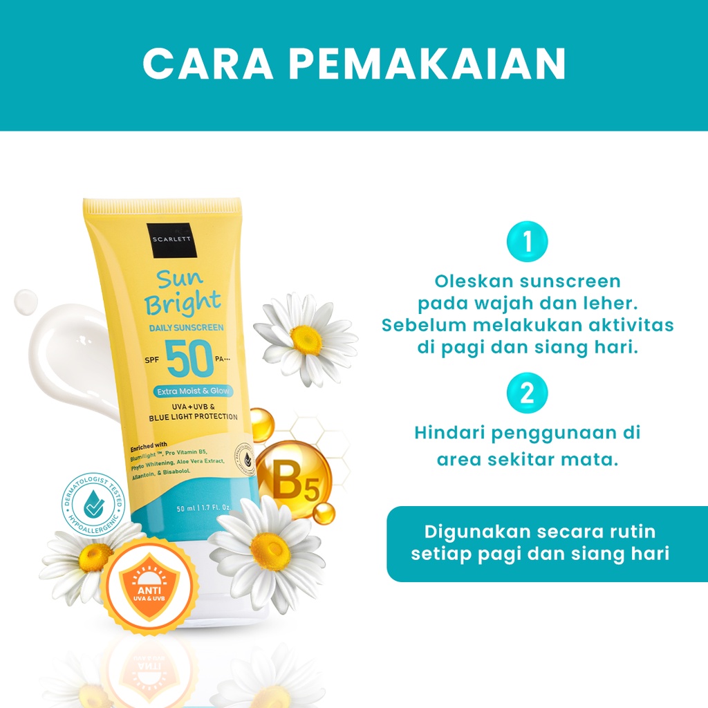 𝐑𝐀𝐃𝐘𝐒𝐀 - Scarlett Whitening Sunscreen Sun Bright Daily SPF 50 PA+++