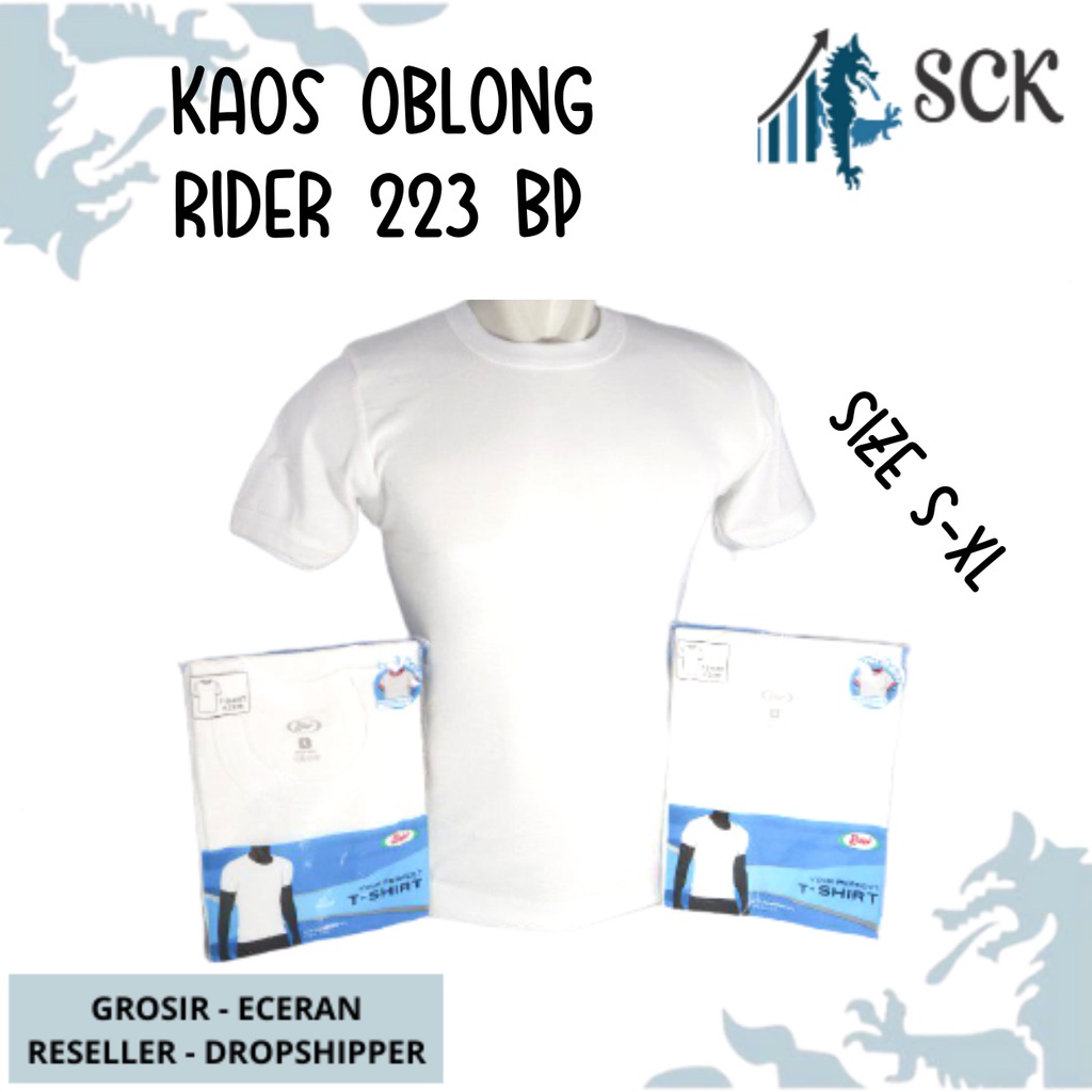 Kaos Blong RIDER 223 PUTIH BP Polos / T-Shirt Pria PUTIH POLOS HALUS / Oblong R223BP - sckmenwear GROSIR