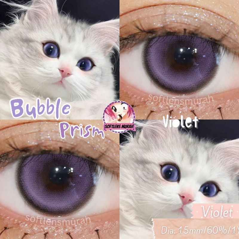 ORIGINAL Bubble prism Violet softlens korea softlens ungu softlens douyin cocok untuk cosplay 15mm t
