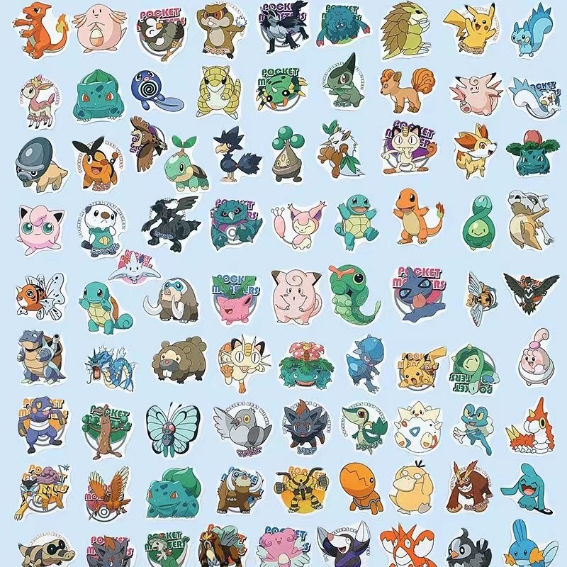 Stiker Graffiti Kreatif Pokemon Lucu Pokémon Pikachu Dekorasi DIY Stiker Tahan Air