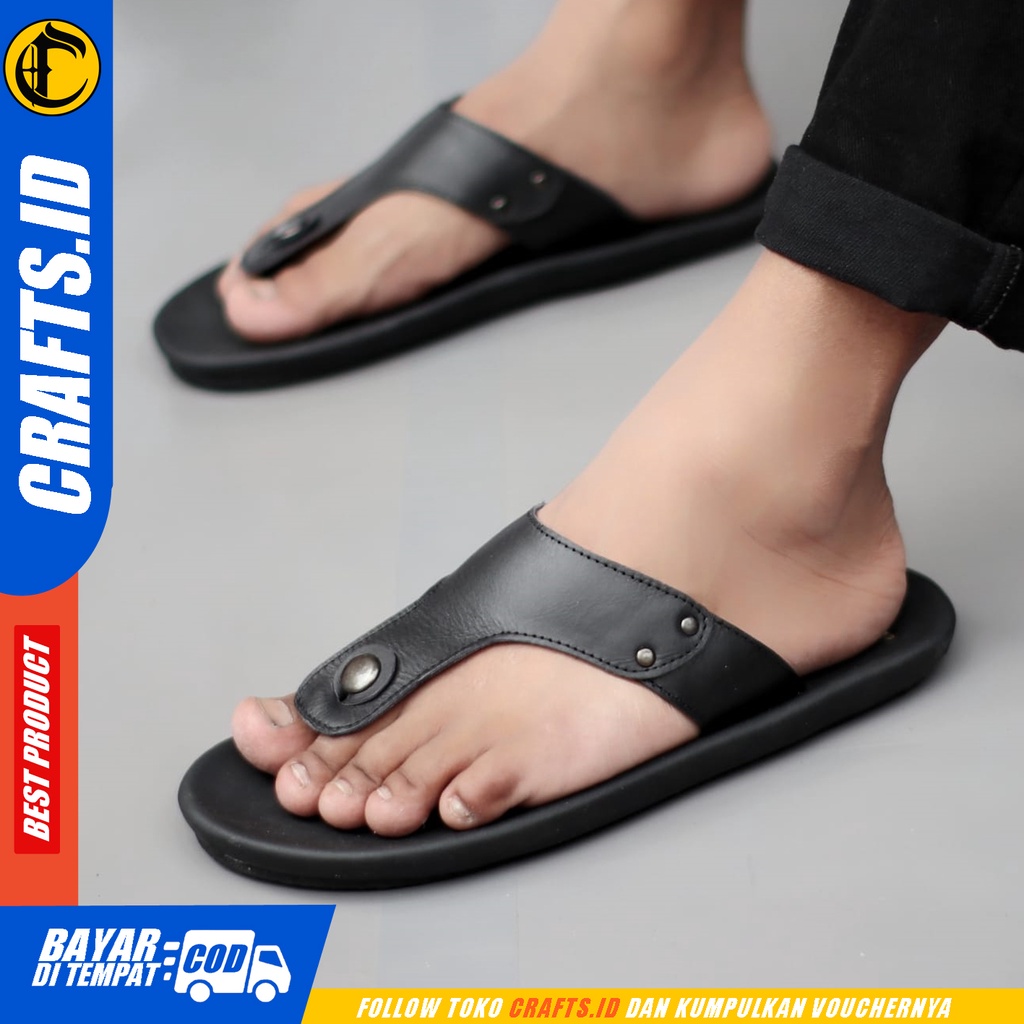 Sandal Jepit Pria Kulit Asli Crafts Walet