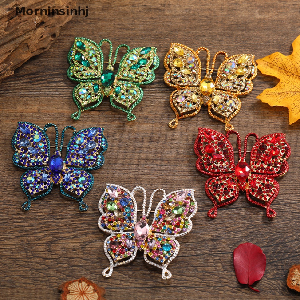 Mornin Indah Kupu-Kupu Bros Untuk Wanita Berlian Imitasi Berkilau Kupu-Kupu Serangga Brooch Pin Fashion Perhiasan Hadiah id