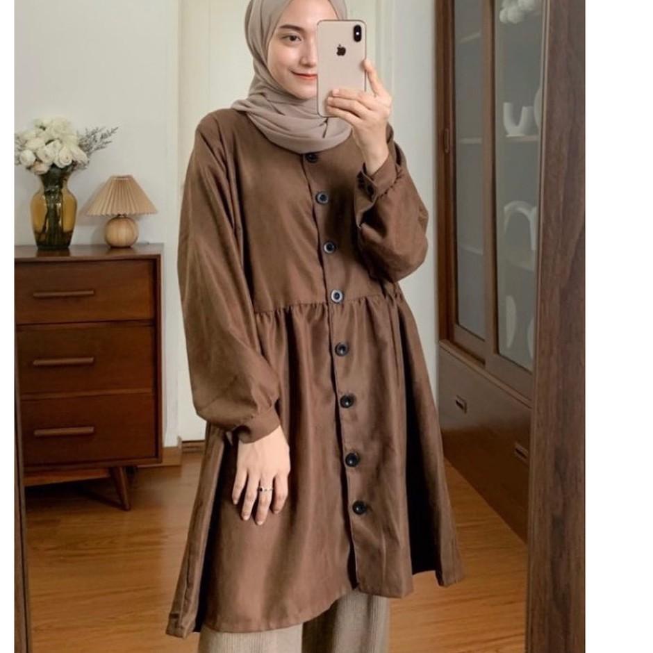 [Bisa Cod] OUTER WANITA - WOODY LONG OUTER - PAKAIAN WANITA - FASHION MUSLIM WANITA - OUTER CEWEK Te