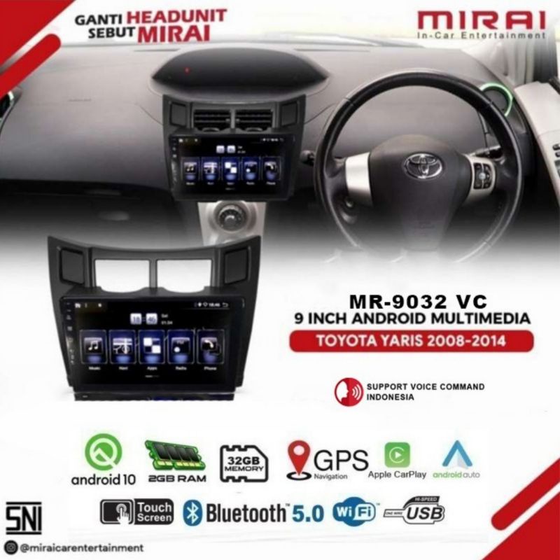 HEAD UNIT ANDROID MIRAI 9032VC YARIS LAMA