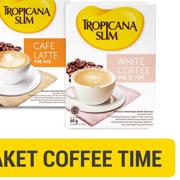 

☻ Paket Coffee Time - Tropicana Slim Cafe Latte + Tropicana Slim White Coffee - Kopi Bebas Gula ✈