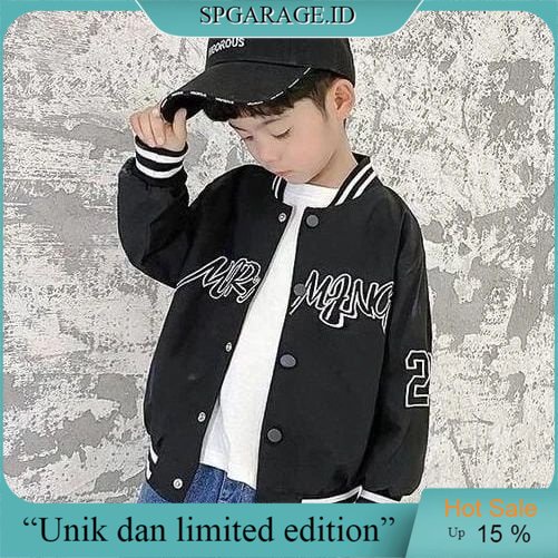Arajpn Jaket Basebal Anak Ja'ket Baseball Jacket Versity Jeket Kekinian Anak 9-10 Tahun Koreaan Styl